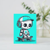 Carte Postale Faire-part Skate SkullBot (Debout devant)
