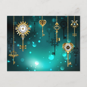 Carte Postale Faire-part Skeleton Keys on Green Background