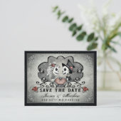 Carte Postale Faire-part Skeletons Black Grey White SAVE DATE (Debout devant)