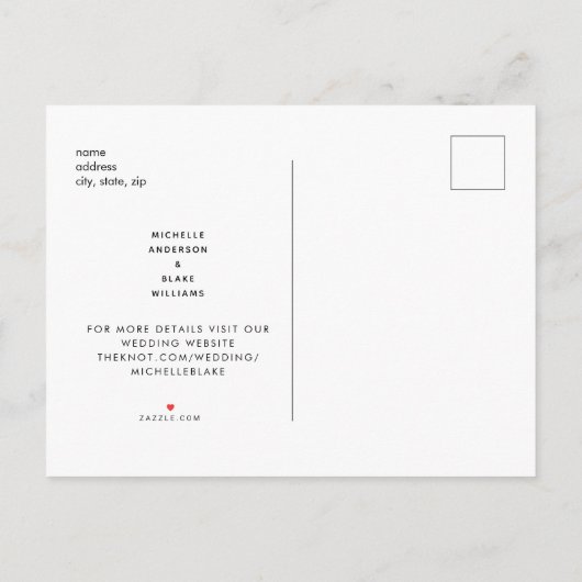 Carte Postale Faire-part Sleek Monogram Modern Font Wedding Enregistrer la (Dos)