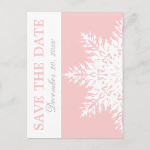 Carte Postale Faire-part Snowflake mariage d'hiver rose Enregistrer la date