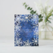 Carte Postale Faire-part Snowflakes Blue Holiday Party Enregistrer la date (Debout devant)