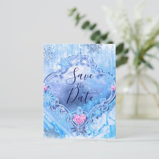 Carte Postale Faire-part Snowflakes congelés Winter Wonderland Enregistrer (Debout devant)