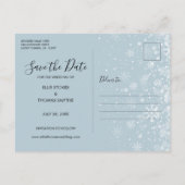Carte Postale Faire-part Snowflakes d'hiver Script Photo Enregistrer la dat (Dos)