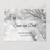 Carte Postale Faire-part Snowflakes hiver Mariage SAUVER NOTRE DATE (Devant)