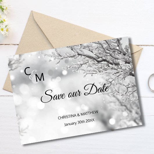 Carte Postale Faire-part Snowflakes hiver Mariage SAUVER NOTRE DATE