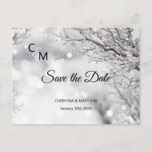 Carte Postale Faire-part Snowflakes hiver neige Mariage ÉCONOMISER LA DATE