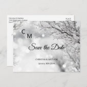 Carte Postale Faire-part Snowflakes hiver neige Mariage ÉCONOMISER LA DATE (Devant / Derrière)