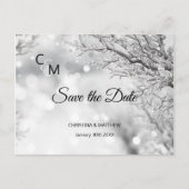 Carte Postale Faire-part Snowflakes hiver neige Mariage ÉCONOMISER LA DATE (Devant)