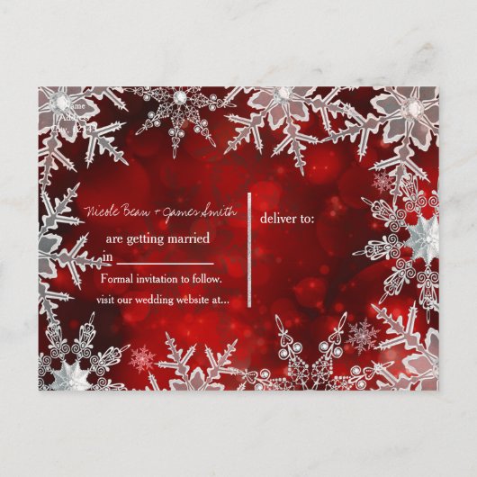 Carte Postale Faire-part Snowflakes hiver Red Holiday Party Enregistrer la (Dos)