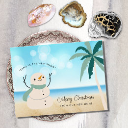 Carte Postale Faire-part Snowman Palm Tree sur la plage Nouveau Accueil