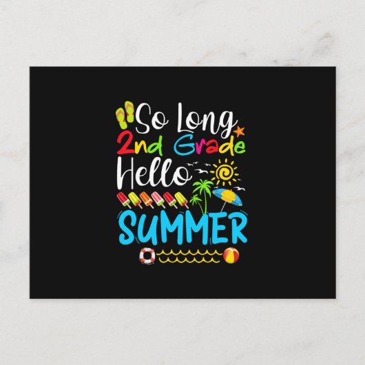 Carte Postale Faire-part So Long 2nd Grade Hello Summer Last Day Of School. (Devant)