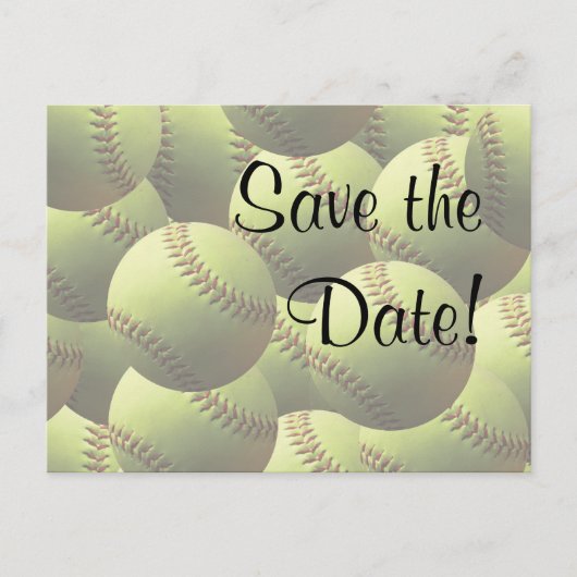 Carte Postale Faire-part Softball Sports Mariage thème Enregistrer la date  (Devant)