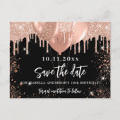 Carte Postale Faire-part Soirée d'anniversaire en or rose noir enregistrer  (Devant)