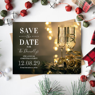 Carte Postale Faire-part Soirée de Noël Élégante Enregistrer la date