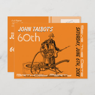 Carte Postale Faire-part Soixantième économies d'anniversaire d'arroseuse