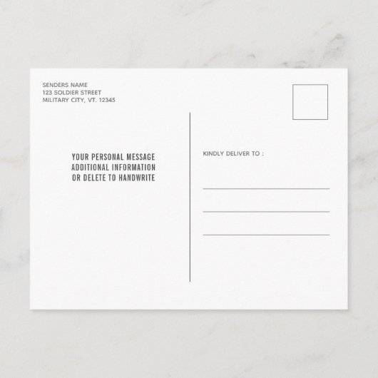 Carte Postale Faire-part Soldat Militaire Partant Drapeau Patriotique Améri (Dos)