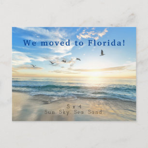 Carte Postale Faire-part Soleil. Ciel. Mer. Sable. Scène de plage