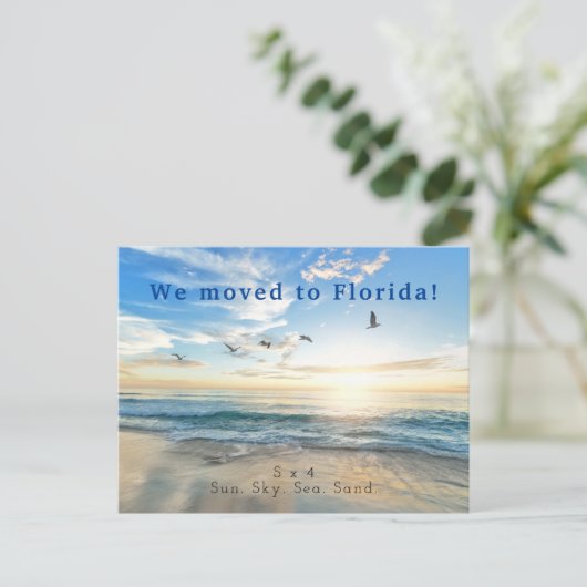 Carte Postale Faire-part Soleil. Ciel. Mer. Sable. Scène de plage (Debout devant)