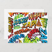 Carte Postale Faire-part Sons d'art pop de bande dessinée rétro amusants (Devant / Derrière)