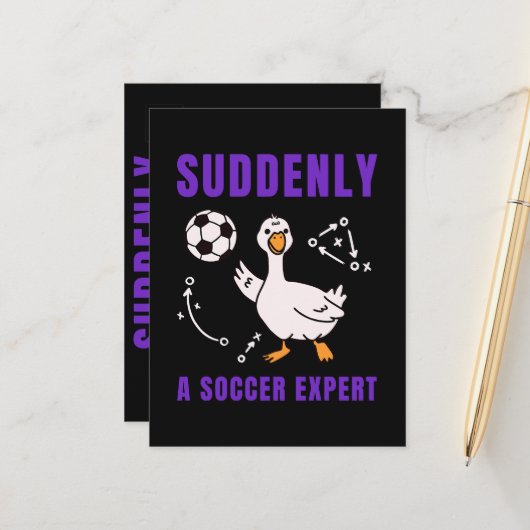 Carte Postale Faire-part Soudain un expert de football (Devant/Arrière en situation)