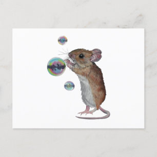 Carte Postale Faire-part Souris et bulles