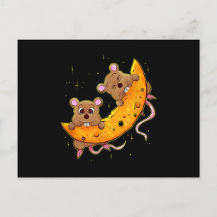 Carte Postale Faire-part Souris Sur Fromage Lune Cadeau Régime Pauvre En Gl