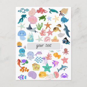 Carte Postale Faire-part Sous la mer, Impression aquarelle, Décoration fin