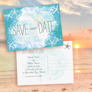 Carte Postale Faire-part Sous la mer Sauvez la date Mariage tropical