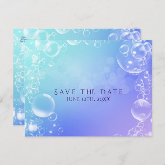 Carte Postale Faire-part Sous l'eau bulles enchantées enregistrer la date (Devant / Derrière)