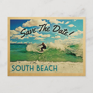 Carte Postale Faire-part South Beach Économisez La Date Miami Florida Surf