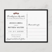 Carte Postale Faire-part Squelettes Noir Gris Blanc SAUVER LA DATE (Dos)