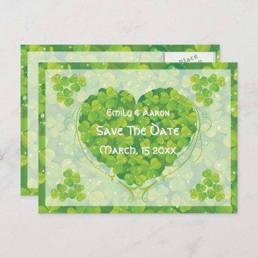 Carte Postale Faire-part St. Patrick's Day Mariage irlandais Enregistrer la (Devant / Derrière)