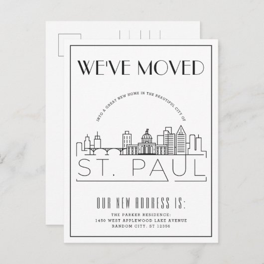 Carte Postale Faire-part St. Paul Art Déco | Changement d'adresse (Devant / Derrière)