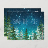 Carte Postale Faire-part Star Light Night Forest Wedding Enregistrer la dat (Devant / Derrière)