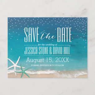 Carte Postale Faire-part Starfish Beach Wedding Enregistrer la date