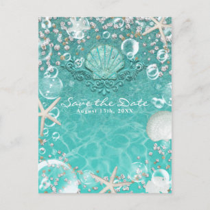 Carte Postale Faire-part Starfish & bulles turquoises enchantées Enregistre