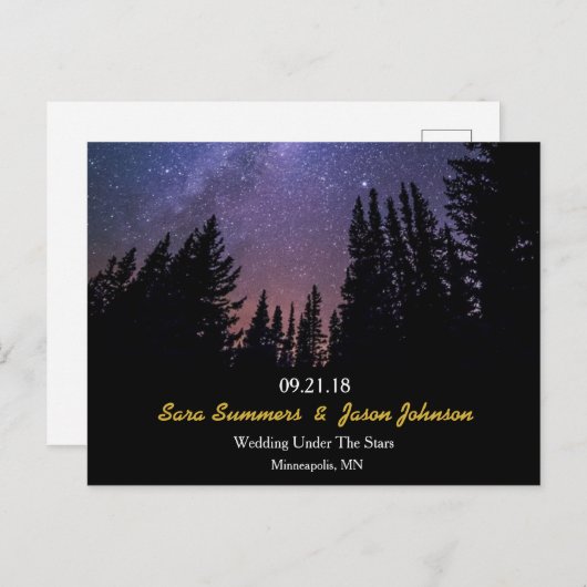 Carte Postale Faire-part Starry Night Mariage Horizontal Enregistrer La Dat (Devant / Derrière)