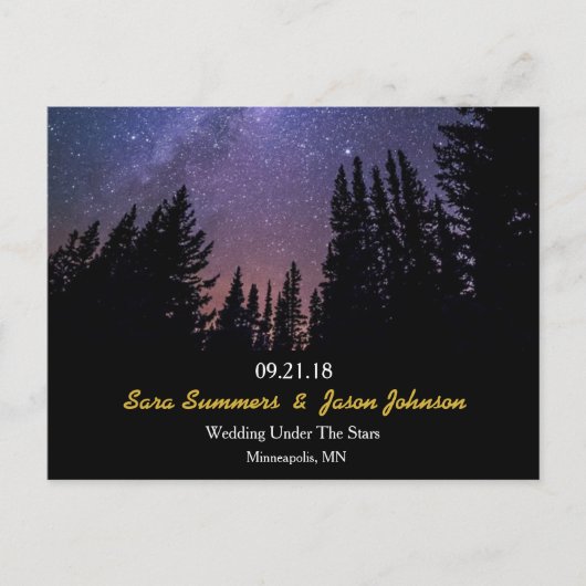 Carte Postale Faire-part Starry Night Mariage Horizontal Enregistrer La Dat (Devant)