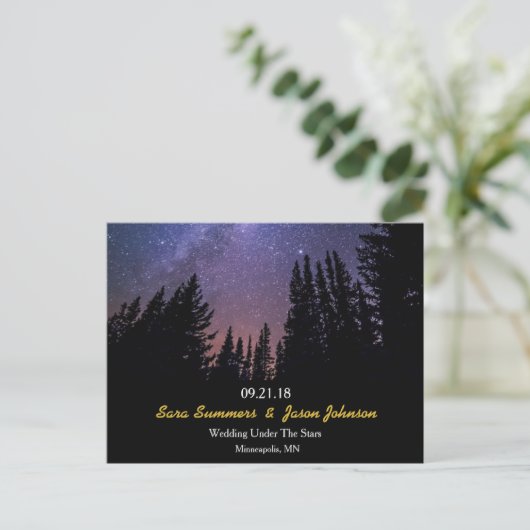 Carte Postale Faire-part Starry Night Mariage Horizontal Enregistrer La Dat (Debout devant)