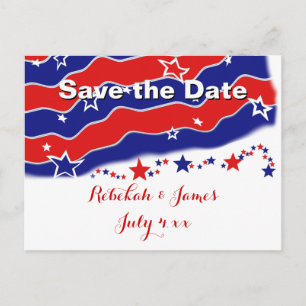 Carte Postale Faire-part Stars and Stripes Personnalisé SAVE THE DATE