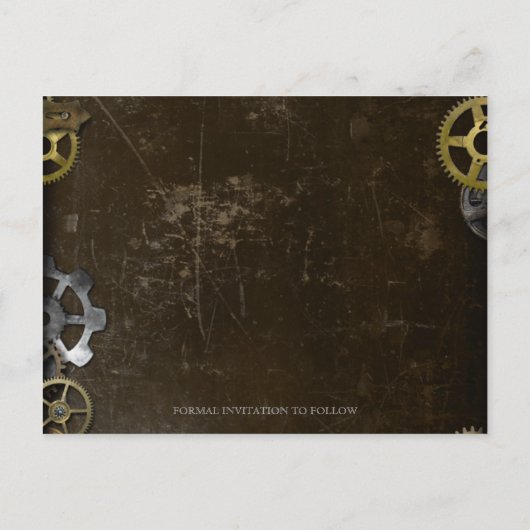 Carte Postale Faire-part Steampunk Gears Victorian Enregistrer la date Post (Dos)