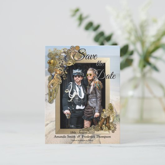 Carte Postale Faire-part Steampunk Mariage by the Sea Save the Date (Debout devant)