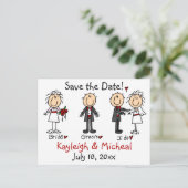 Carte Postale Faire-part Stick Figure Enregistrez la date ! (Debout devant)