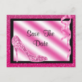 Carte Postale Faire-part Stiletto Rose & Streamers 50e Enregistrer La Date (Devant)