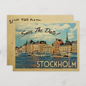Carte Postale Faire-part Stockholm Enregistrer La Date Suède (Devant / Derrière)