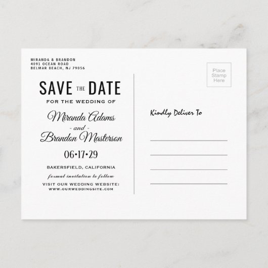 Carte Postale Faire-part String Lights Mariage rustique Enregistrer la date (Dos)