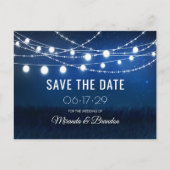 Carte Postale Faire-part String Lights Mariage rustique Enregistrer la date (Devant)