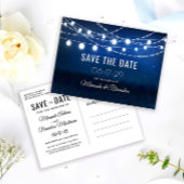 Carte Postale Faire-part String Lights Mariage rustique Enregistrer la date