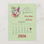 Carte Postale Faire-part Style de calendrier Mariage Enregistrer la date ao (Devant)